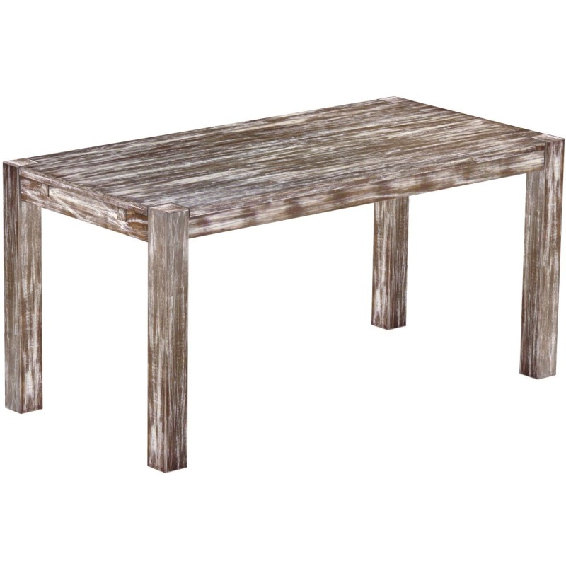 Esstisch 160x80 Rio Kanto Shabby Antik Eiche massiver Pinien Holztisch - vorgerichtet für Ansteckplatten - Tisch ausziehbar
