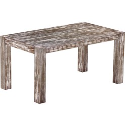 Esstisch 160x90 Rio Kanto Shabby Antik Eiche massiver Pinien Holztisch - vorgerichtet für Ansteckplatten - Tisch ausziehbar