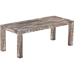 Esstisch 208x90 Rio Kanto Shabby Antik Eiche massiver Pinien Holztisch - vorgerichtet für Ansteckplatten - Tisch ausziehbar