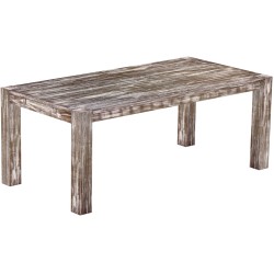Esstisch 200x100 Rio Kanto Shabby Antik Eiche massiver Pinien Holztisch - vorgerichtet für Ansteckplatten - Tisch ausziehbar