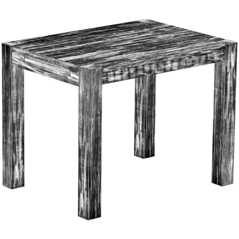 Esstisch 100x73 Rio Kanto Shabby Antik Ebenholz massiver Pinien Holztisch - vorgerichtet für Ansteckplatten - Tisch ausziehbar