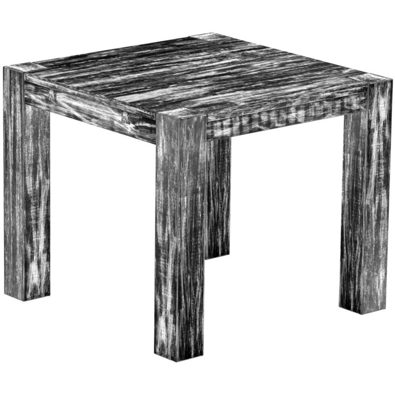 Esstisch 90x90 Rio Kanto Shabby Antik Ebenholz massiver Pinien Holztisch - vorgerichtet für Ansteckplatten - Tisch ausziehbar