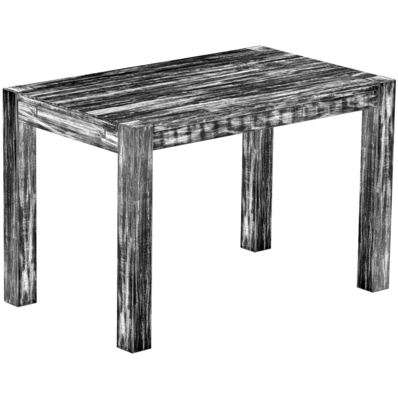 Esstisch 120x73 Rio Kanto Shabby Antik Ebenholz massiver Pinien Holztisch - vorgerichtet für Ansteckplatten - Tisch ausziehbar