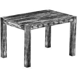 Esstisch 120x80 Rio Kanto Shabby Antik Ebenholz massiver Pinien Holztisch - vorgerichtet für Ansteckplatten - Tisch ausziehbar