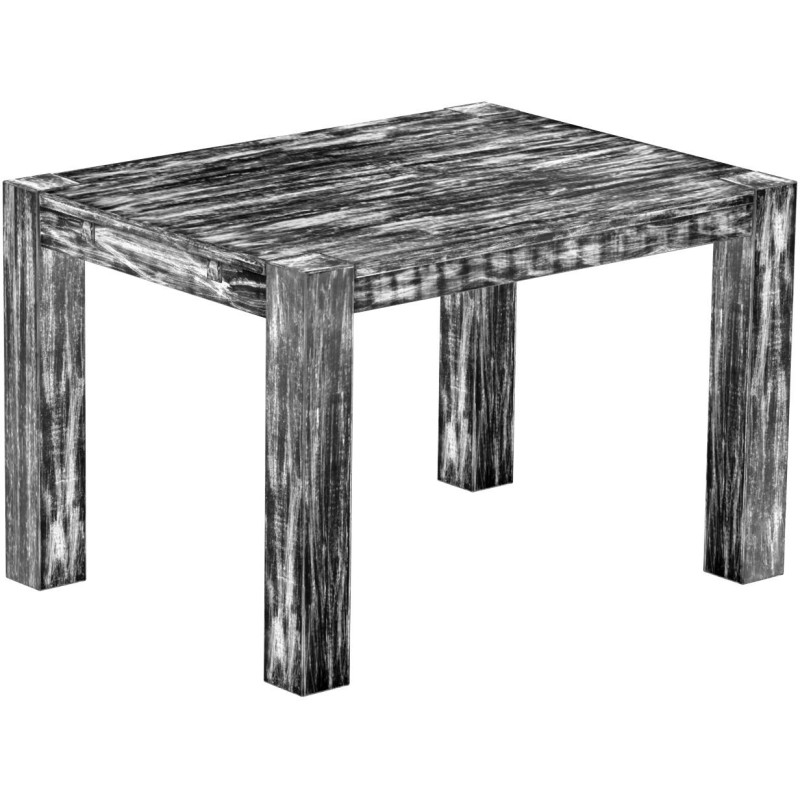 Esstisch 120x90 Rio Kanto Shabby Antik Ebenholz massiver Pinien Holztisch - vorgerichtet für Ansteckplatten - Tisch ausziehbar
