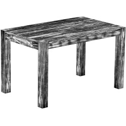 Esstisch 130x80 Rio Kanto Shabby Antik Ebenholz massiver Pinien Holztisch - vorgerichtet für Ansteckplatten - Tisch ausziehbar