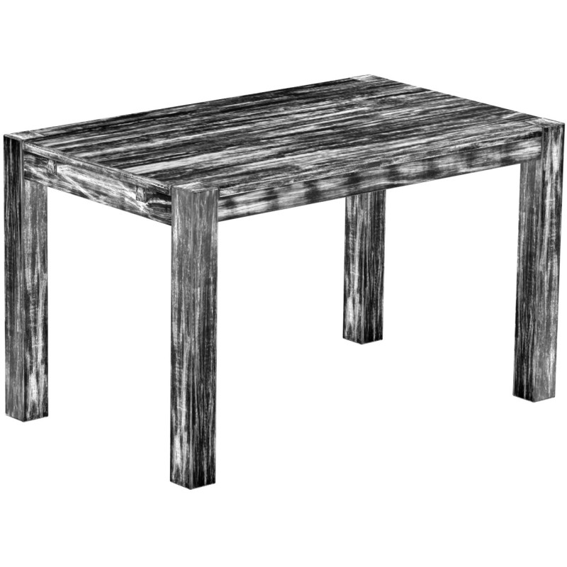 Esstisch 130x80 Rio Kanto Shabby Antik Ebenholz massiver Pinien Holztisch - vorgerichtet für Ansteckplatten - Tisch ausziehbar