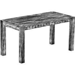 Esstisch 150x73 Rio Kanto Shabby Antik Ebenholz massiver Pinien Holztisch - vorgerichtet für Ansteckplatten - Tisch ausziehbar