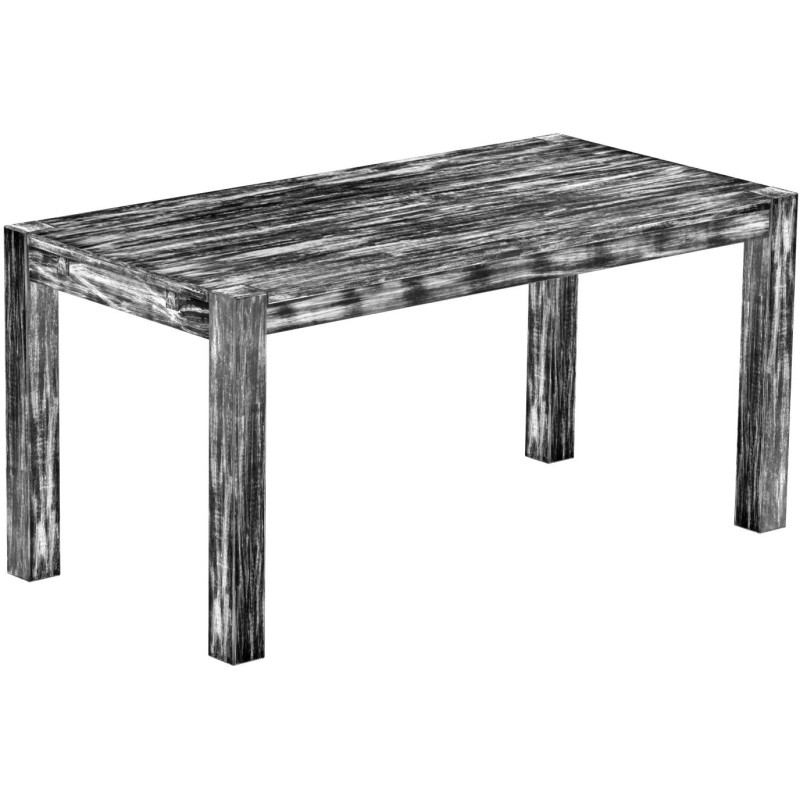 Esstisch 160x80 Rio Kanto Shabby Antik Ebenholz massiver Pinien Holztisch - vorgerichtet für Ansteckplatten - Tisch ausziehbar