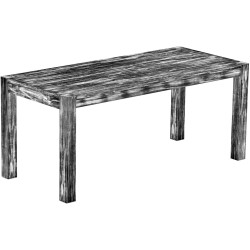 Esstisch 180x80 Rio Kanto Shabby Antik Ebenholz massiver Pinien Holztisch - vorgerichtet für Ansteckplatten - Tisch ausziehbar