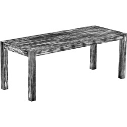 Esstisch 200x80 Rio Kanto Shabby Antik Ebenholz massiver Pinien Holztisch - vorgerichtet für Ansteckplatten - Tisch ausziehbar