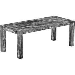 Esstisch 208x90 Rio Kanto Shabby Antik Ebenholz massiver Pinien Holztisch - vorgerichtet für Ansteckplatten - Tisch ausziehbar