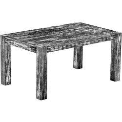 Esstisch 160x100 Rio Kanto Shabby Antik Ebenholz massiver Pinien Holztisch - vorgerichtet für Ansteckplatten - Tisch ausziehbar