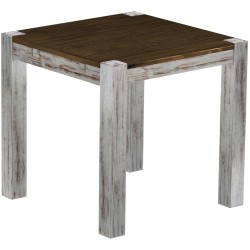 Esstisch 80x80 Rio Kanto Shabby Platte Eiche massiver Pinien Holztisch - vorgerichtet für Ansteckplatten - Tisch ausziehbar
