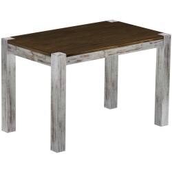Esstisch 120x73 Rio Kanto Shabby Platte Eiche massiver Pinien Holztisch - vorgerichtet für Ansteckplatten - Tisch ausziehbar