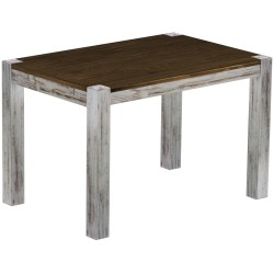 Esstisch 120x80 Rio Kanto Shabby Platte Eiche massiver Pinien Holztisch - vorgerichtet für Ansteckplatten - Tisch ausziehbar