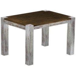 Esstisch 120x90 Rio Kanto Shabby Platte Eiche massiver Pinien Holztisch - vorgerichtet für Ansteckplatten - Tisch ausziehbar