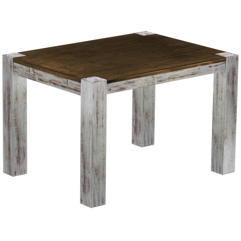Esstisch 120x90 Rio Kanto Shabby Platte Eiche massiver Pinien Holztisch - vorgerichtet für Ansteckplatten - Tisch ausziehbar