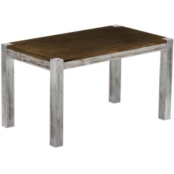 Esstisch 140x80 Rio Kanto Shabby Platte Eiche massiver Pinien Holztisch - vorgerichtet für Ansteckplatten - Tisch ausziehbar