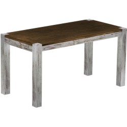 Esstisch 150x73 Rio Kanto Shabby Platte Eiche massiver Pinien Holztisch - vorgerichtet für Ansteckplatten - Tisch ausziehbar