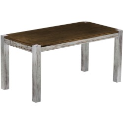 Esstisch 160x80 Rio Kanto Shabby Platte Eiche massiver Pinien Holztisch - vorgerichtet für Ansteckplatten - Tisch ausziehbar