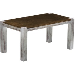 Esstisch 160x90 Rio Kanto Shabby Platte Eiche massiver Pinien Holztisch - vorgerichtet für Ansteckplatten - Tisch ausziehbar