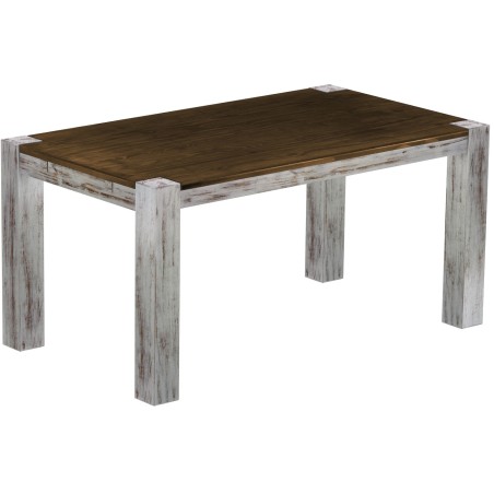 Esstisch 160x90 Rio Kanto Shabby Platte Eiche massiver Pinien Holztisch - vorgerichtet für Ansteckplatten - Tisch ausziehbar