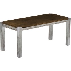 Esstisch 180x80 Rio Kanto Shabby Platte Eiche massiver Pinien Holztisch - vorgerichtet für Ansteckplatten - Tisch ausziehbar