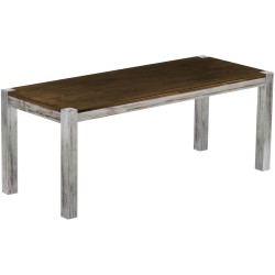 Esstisch 200x80 Rio Kanto Shabby Platte Eiche massiver Pinien Holztisch - vorgerichtet für Ansteckplatten - Tisch ausziehbar