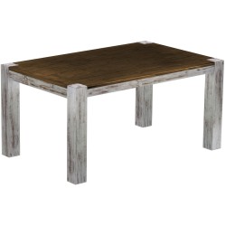 Esstisch 160x100 Rio Kanto Shabby Platte Eiche massiver Pinien Holztisch - vorgerichtet für Ansteckplatten - Tisch ausziehbar