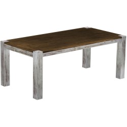 Esstisch 200x100 Rio Kanto Shabby Platte Eiche massiver Pinien Holztisch - vorgerichtet für Ansteckplatten - Tisch ausziehbar