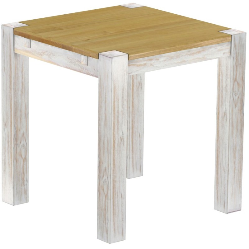 Esstisch 73x73 Rio Kanto Shabby Platte Brasil massiver Pinien Holztisch - vorgerichtet für Ansteckplatten - Tisch ausziehbar