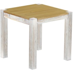Esstisch 80x80 Rio Kanto Shabby Platte Brasil massiver Pinien Holztisch - vorgerichtet für Ansteckplatten - Tisch ausziehbar