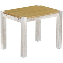 Esstisch 100x73 Rio Kanto Shabby Platte Brasil massiver Pinien Holztisch - vorgerichtet für Ansteckplatten - Tisch ausziehbar