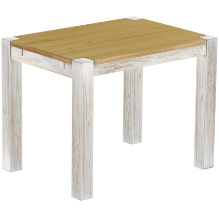 Esstisch 100x73 Rio Kanto Shabby Platte Brasil massiver Pinien Holztisch - vorgerichtet für Ansteckplatten - Tisch ausziehbar
