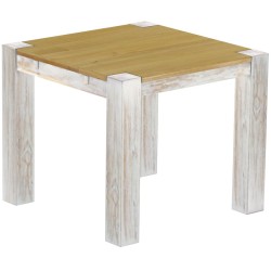 Esstisch 90x90 Rio Kanto Shabby Platte Brasil massiver Pinien Holztisch - vorgerichtet für Ansteckplatten - Tisch ausziehbar