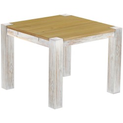 Esstisch 100x100 Rio Kanto Shabby Platte Brasil massiver Pinien Holztisch - vorgerichtet für Ansteckplatten - Tisch ausziehbar