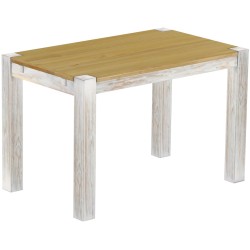Esstisch 120x73 Rio Kanto Shabby Platte Brasil massiver Pinien Holztisch - vorgerichtet für Ansteckplatten - Tisch ausziehbar