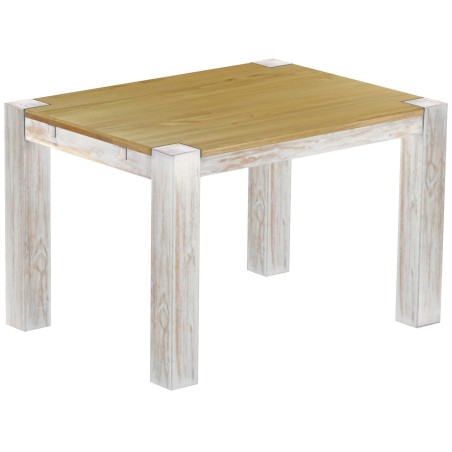 Esstisch 120x90 Rio Kanto Shabby Platte Brasil massiver Pinien Holztisch - vorgerichtet für Ansteckplatten - Tisch ausziehbar