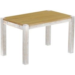 Esstisch 130x80 Rio Kanto Shabby Platte Brasil massiver Pinien Holztisch - vorgerichtet für Ansteckplatten - Tisch ausziehbar