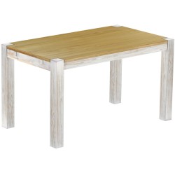 Esstisch 140x80 Rio Kanto Shabby Platte Brasil massiver Pinien Holztisch - vorgerichtet für Ansteckplatten - Tisch ausziehbar