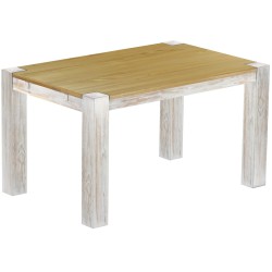 Esstisch 140x90 Rio Kanto Shabby Platte Brasil massiver Pinien Holztisch - vorgerichtet für Ansteckplatten - Tisch ausziehbar