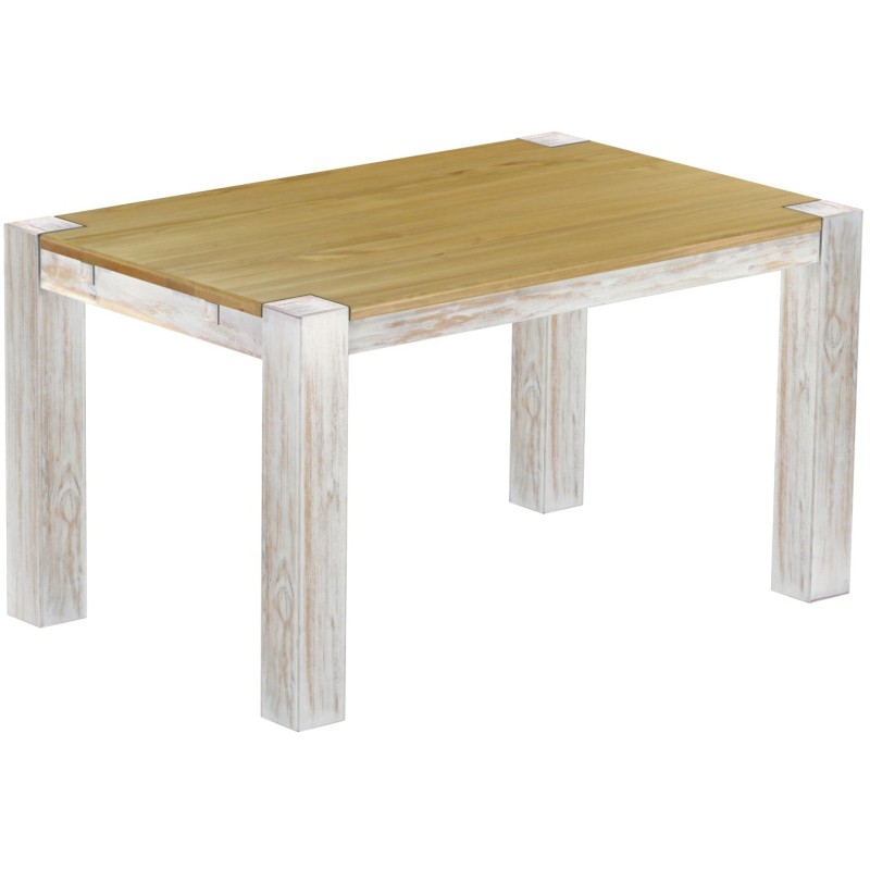 Esstisch 140x90 Rio Kanto Shabby Platte Brasil massiver Pinien Holztisch - vorgerichtet für Ansteckplatten - Tisch ausziehbar
