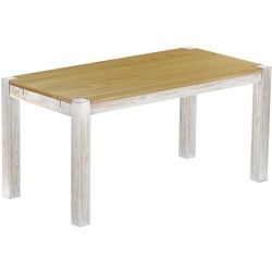 Esstisch 160x80 Rio Kanto Shabby Platte Brasil massiver Pinien Holztisch - vorgerichtet für Ansteckplatten - Tisch ausziehbar