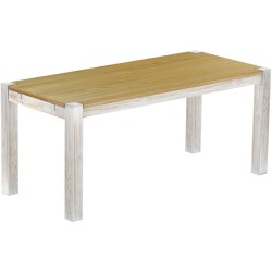 Esstisch 180x80 Rio Kanto Shabby Platte Brasil massiver Pinien Holztisch - vorgerichtet für Ansteckplatten - Tisch ausziehbar