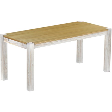 Esstisch 180x80 Rio Kanto Shabby Platte Brasil massiver Pinien Holztisch - vorgerichtet für Ansteckplatten - Tisch ausziehbar
