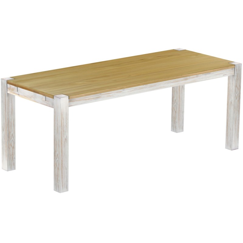 Esstisch 200x80 Rio Kanto Shabby Platte Brasil massiver Pinien Holztisch - vorgerichtet für Ansteckplatten - Tisch ausziehbar