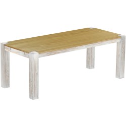 Esstisch 208x90 Rio Kanto Shabby Platte Brasil massiver Pinien Holztisch - vorgerichtet für Ansteckplatten - Tisch ausziehbar