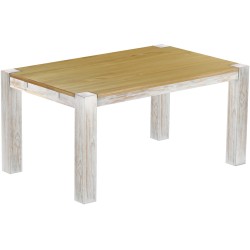 Esstisch 160x100 Rio Kanto Shabby Platte Brasil massiver Pinien Holztisch - vorgerichtet für Ansteckplatten - Tisch ausziehbar