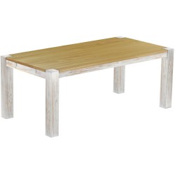 Esstisch 200x100 Rio Kanto Shabby Platte Brasil massiver Pinien Holztisch - vorgerichtet für Ansteckplatten - Tisch ausziehbar